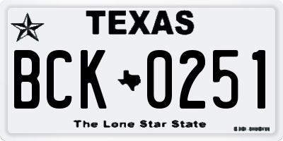 TX license plate BCK0251