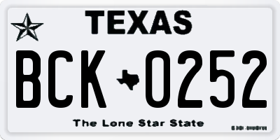TX license plate BCK0252