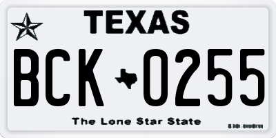 TX license plate BCK0255