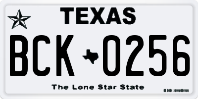 TX license plate BCK0256