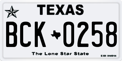 TX license plate BCK0258