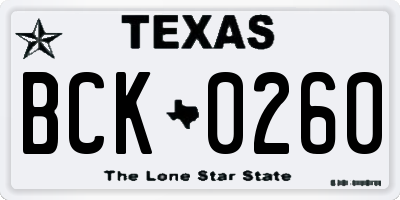 TX license plate BCK0260
