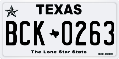TX license plate BCK0263