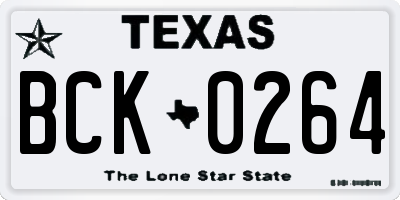 TX license plate BCK0264