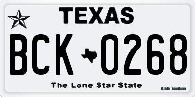 TX license plate BCK0268