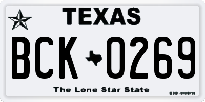 TX license plate BCK0269