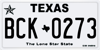 TX license plate BCK0273