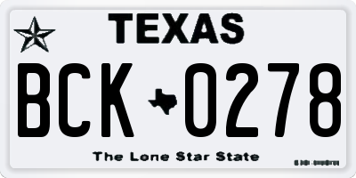 TX license plate BCK0278