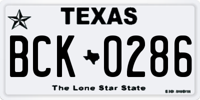 TX license plate BCK0286