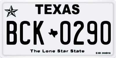 TX license plate BCK0290