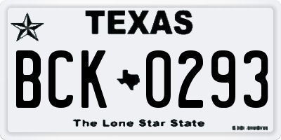 TX license plate BCK0293