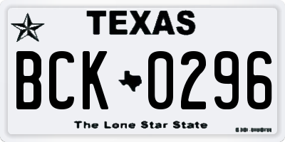 TX license plate BCK0296