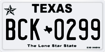 TX license plate BCK0299