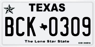 TX license plate BCK0309