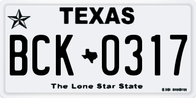TX license plate BCK0317