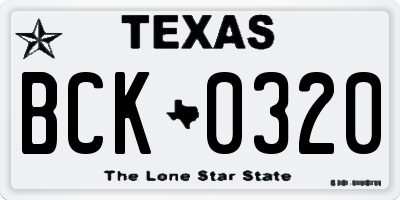TX license plate BCK0320
