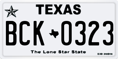 TX license plate BCK0323