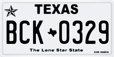 TX license plate BCK0329