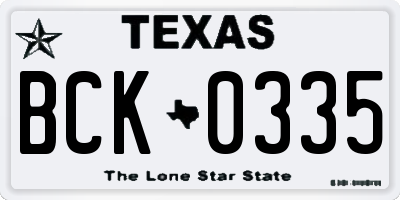 TX license plate BCK0335