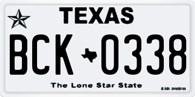 TX license plate BCK0338