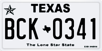 TX license plate BCK0341