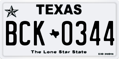 TX license plate BCK0344