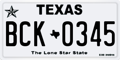TX license plate BCK0345