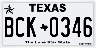 TX license plate BCK0346