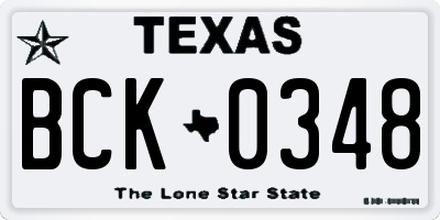 TX license plate BCK0348