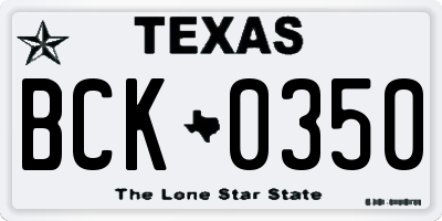 TX license plate BCK0350