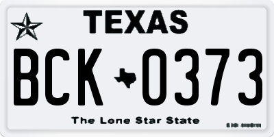 TX license plate BCK0373