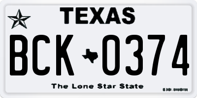 TX license plate BCK0374
