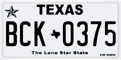 TX license plate BCK0375