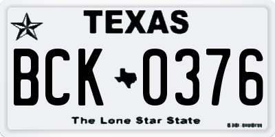 TX license plate BCK0376