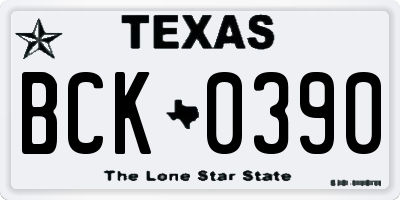 TX license plate BCK0390