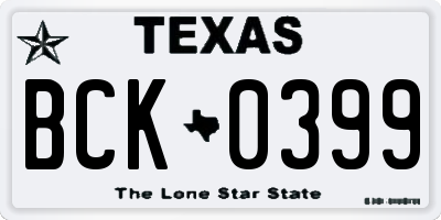 TX license plate BCK0399