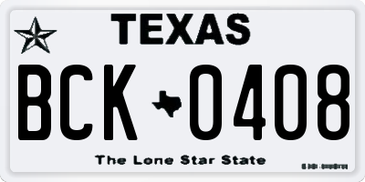TX license plate BCK0408