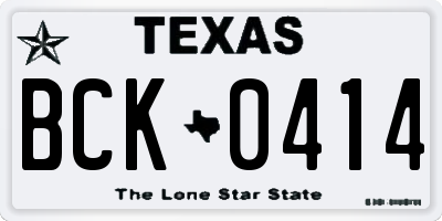 TX license plate BCK0414