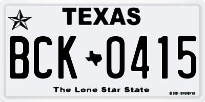 TX license plate BCK0415