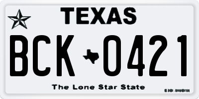 TX license plate BCK0421
