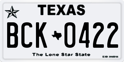 TX license plate BCK0422