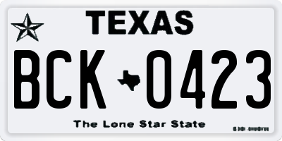 TX license plate BCK0423