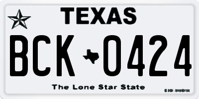 TX license plate BCK0424
