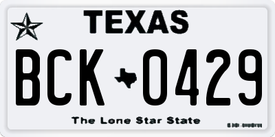 TX license plate BCK0429