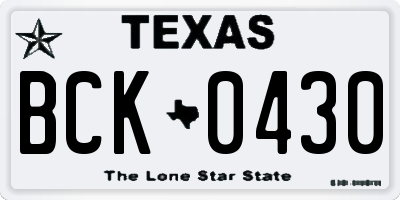 TX license plate BCK0430