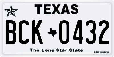 TX license plate BCK0432