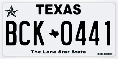 TX license plate BCK0441
