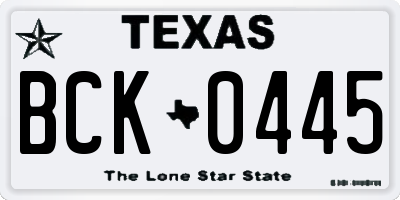 TX license plate BCK0445