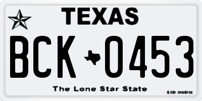 TX license plate BCK0453
