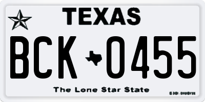 TX license plate BCK0455